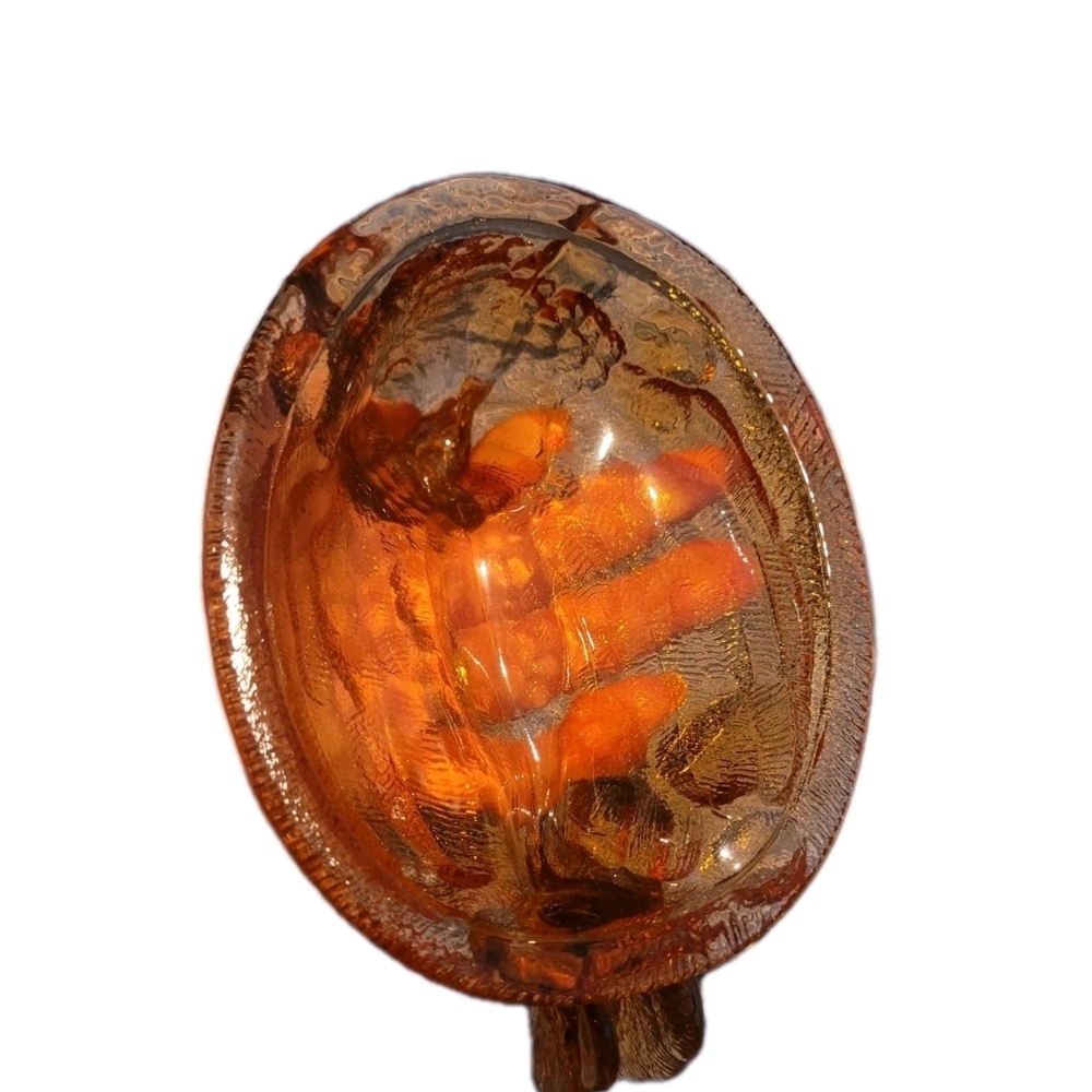 Hen On A Nest Orange Split Tail Glass Dish 6 In Vintage Cottage Grandma Core - Picture 6 of 9